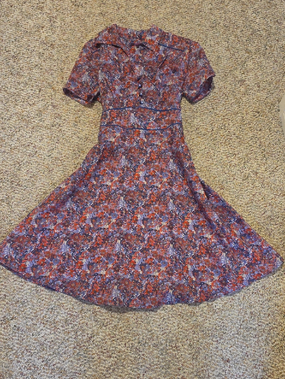 liberty Rust and Purple Floral Midi Dress